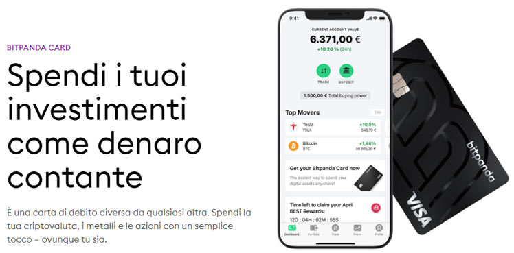 spendere investimenti in contanti con carta bitpanda