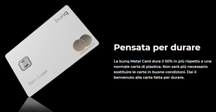 la carta metallica bunq green card prepagata