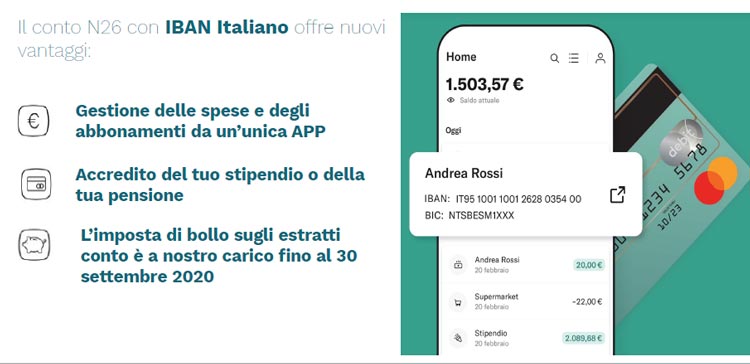 nuovo iban italiano 2021 della carta n26