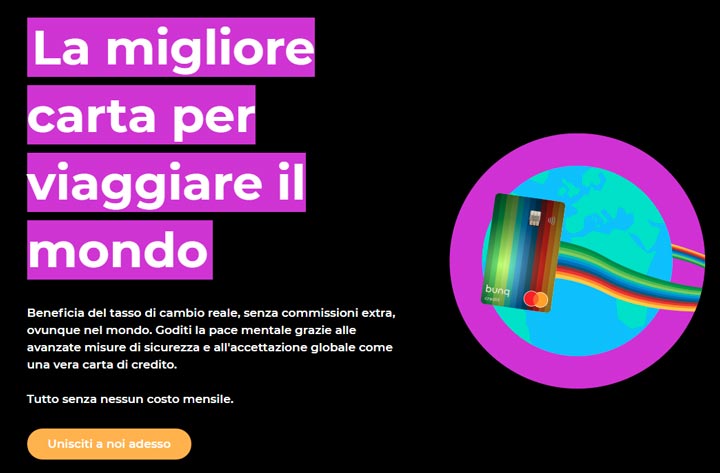 la carta prepagata bunq travel card per i viaggi