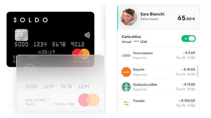carte soldo e schermata della app ufficiale