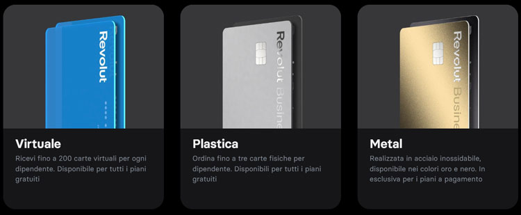 carte virtuali e carte di debito di Revolut Business