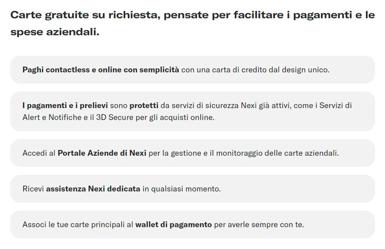 vantaggi offerti dalle carte di pagamento del conto b-ilty